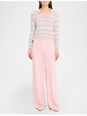 High-Rise Wide Leg Pants in Light Pink